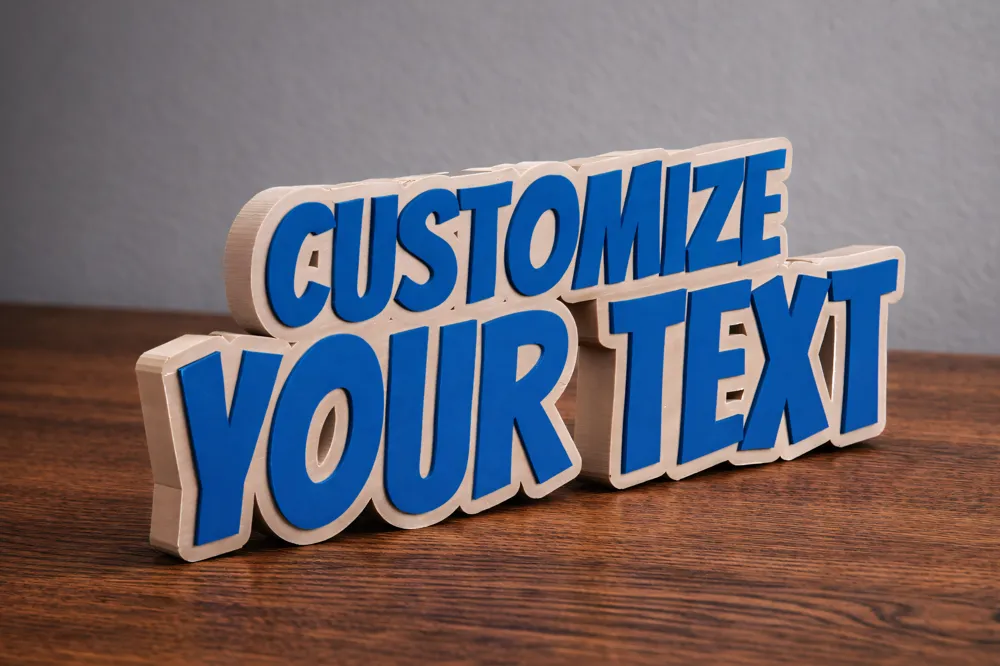 Parametric Desk Sign- Custom Two Line Name Display, another view - Custom & Name Signs, OpenSCAD