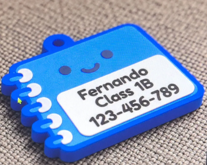 Parametric Notebook Bag Tag, Custom Name & Class, photo 3 of 4 - Luggage & Bag Tags, parametric bag tag notebook tag school bag tag backpack tag custom name personalized tag kids name