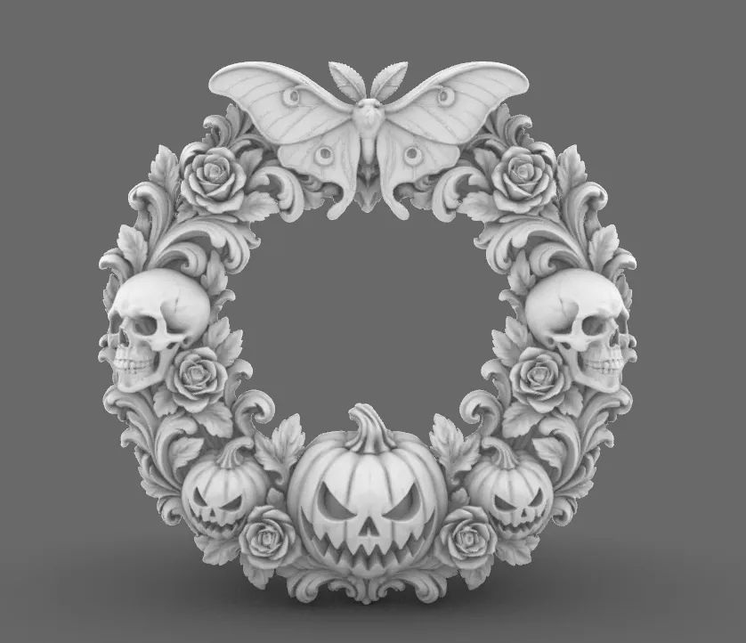 Pastel Goth Halloween Samhain Moth Pumpkin Wreath, photo 4 of 4 - Pastel Goth Halloween Samhain Moth Pumpkin Wreath Gifts & Occasions