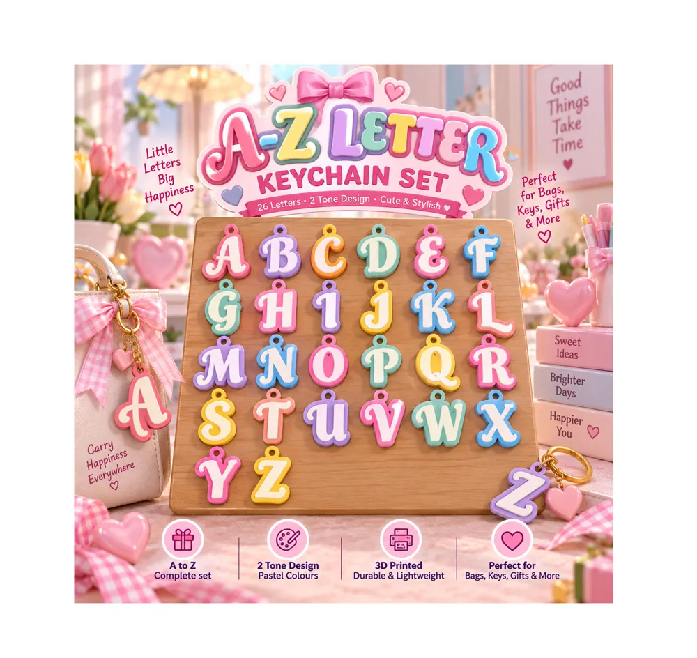 Pastel Sweet A, Z Letter Keychain Alphabet Charms, photo 3 of 4 - Pastel Sweet A, Z Letter Keychain Alphabet Charms Household