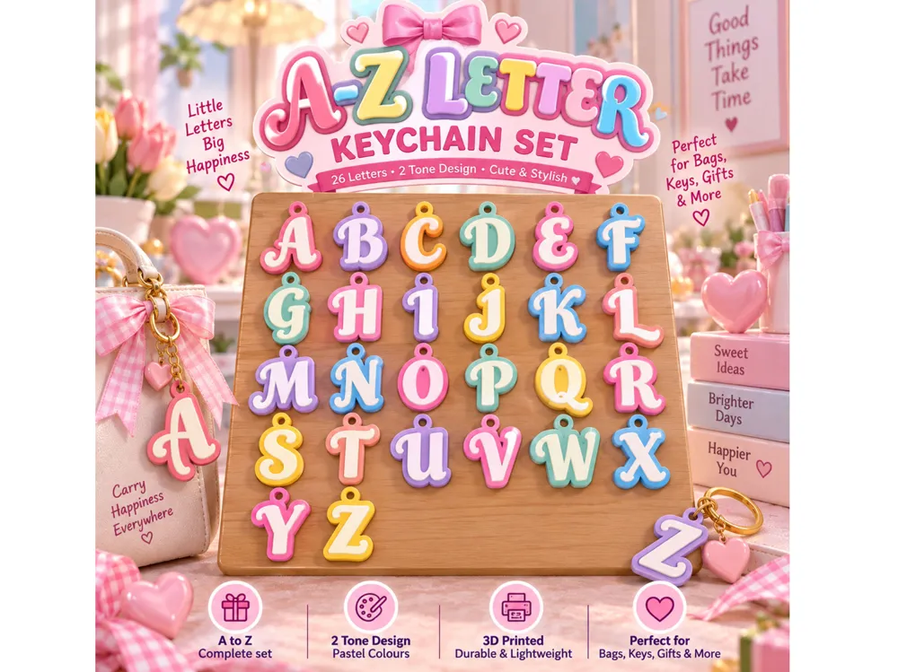Pastel Sweet A, Z Letter Keychain Alphabet Charms, photo 4 of 4 - Pastel Sweet A, Z Letter Keychain Alphabet Charms Household