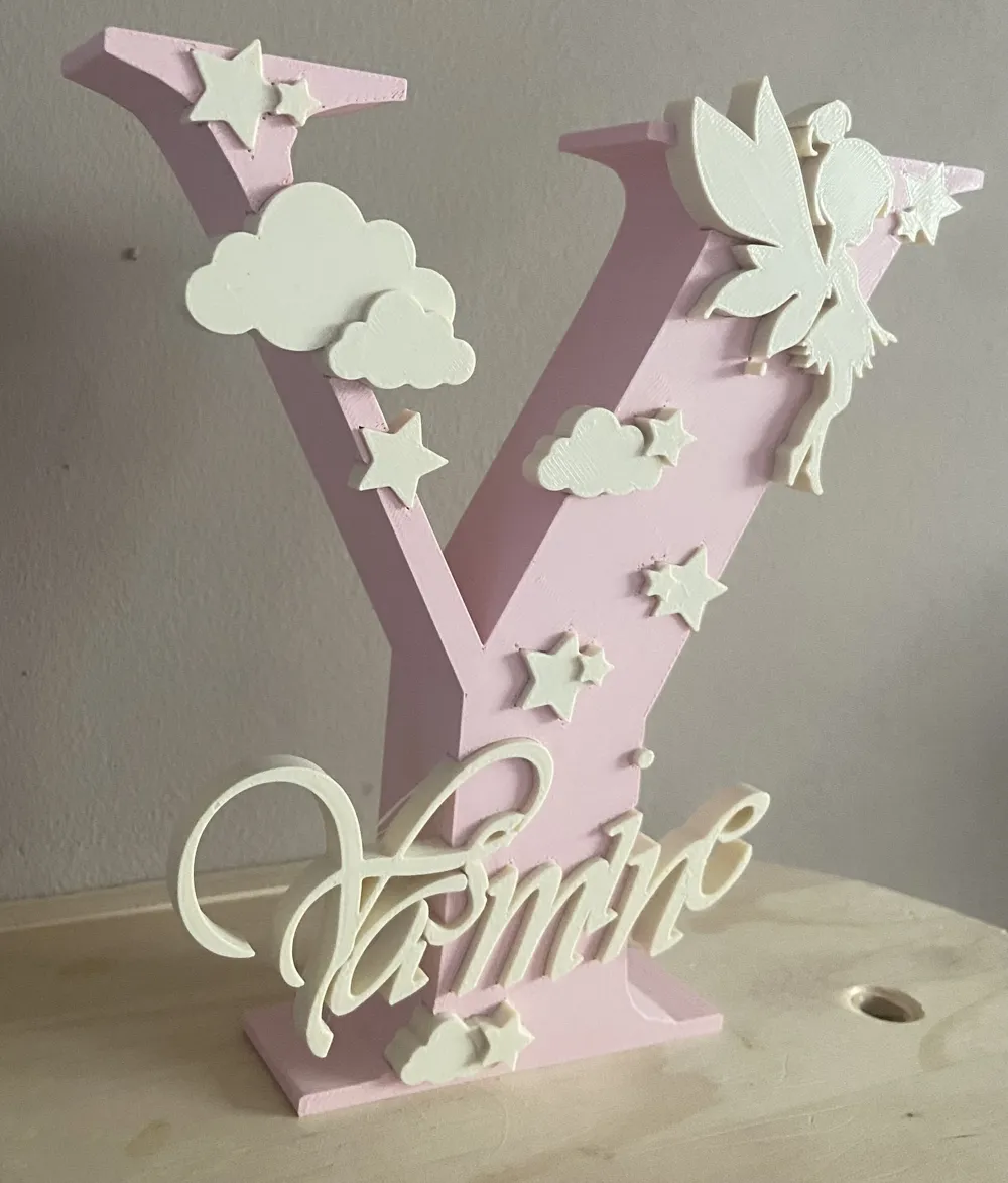 Personalized Baby Name Letter with Fairy & Clouds, photo 4 of 4 - Personalized Baby Name Letter with Fairy & Clouds Art
