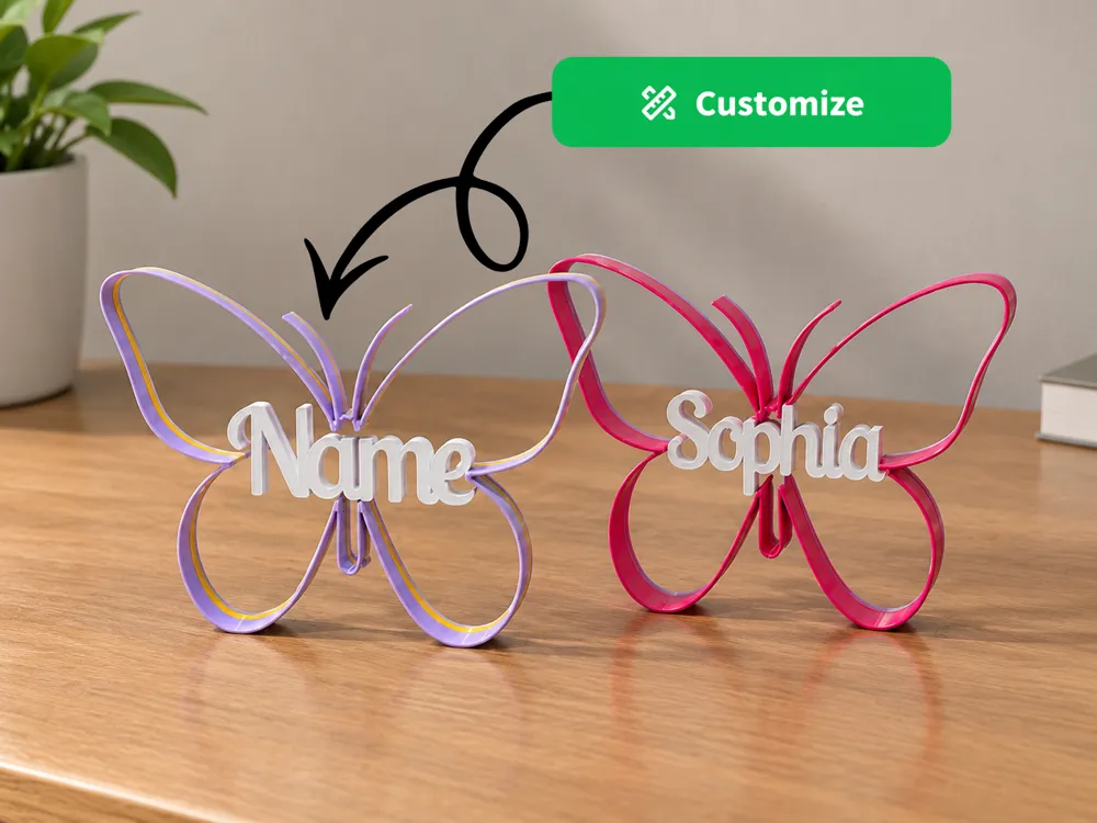 Personalized Butterfly Name Sign, 3D Decor, photo 3 of 4 - Personalized Butterfly Name Sign, 3D Decor Household