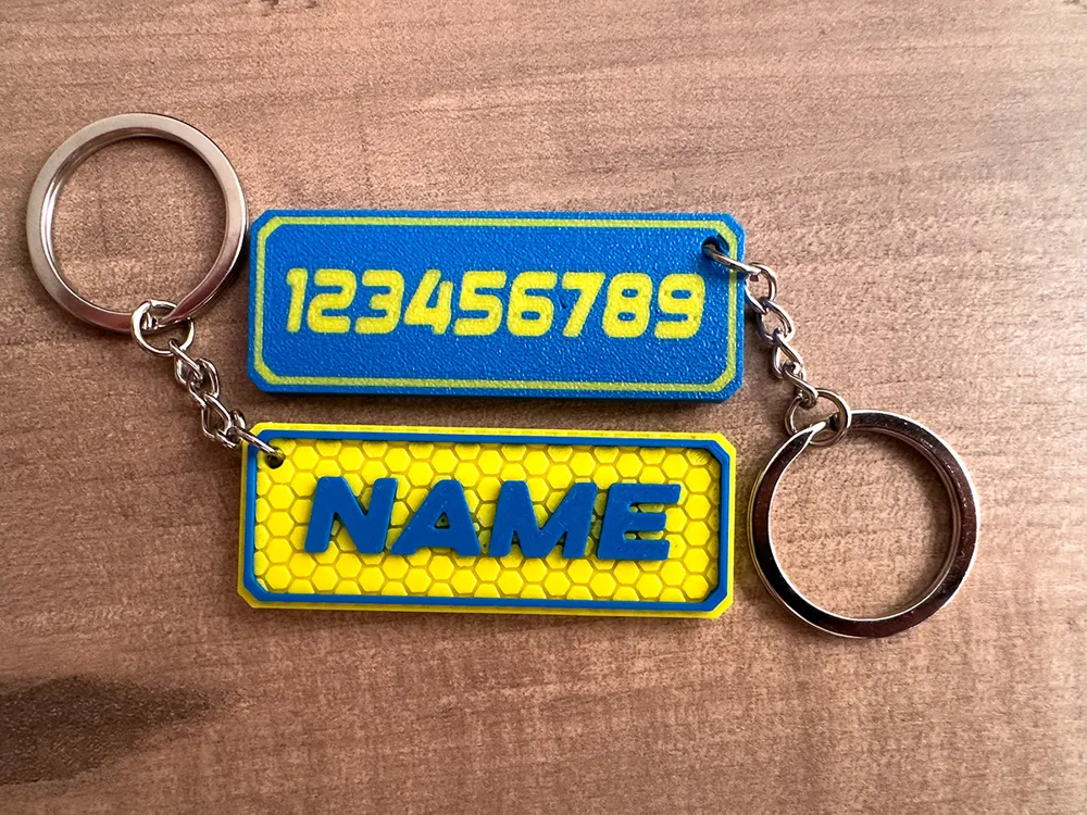 Personalized Keychain, Name & Phone Number, photo 2 of 4 - Photo & Custom Keychains, name tag
