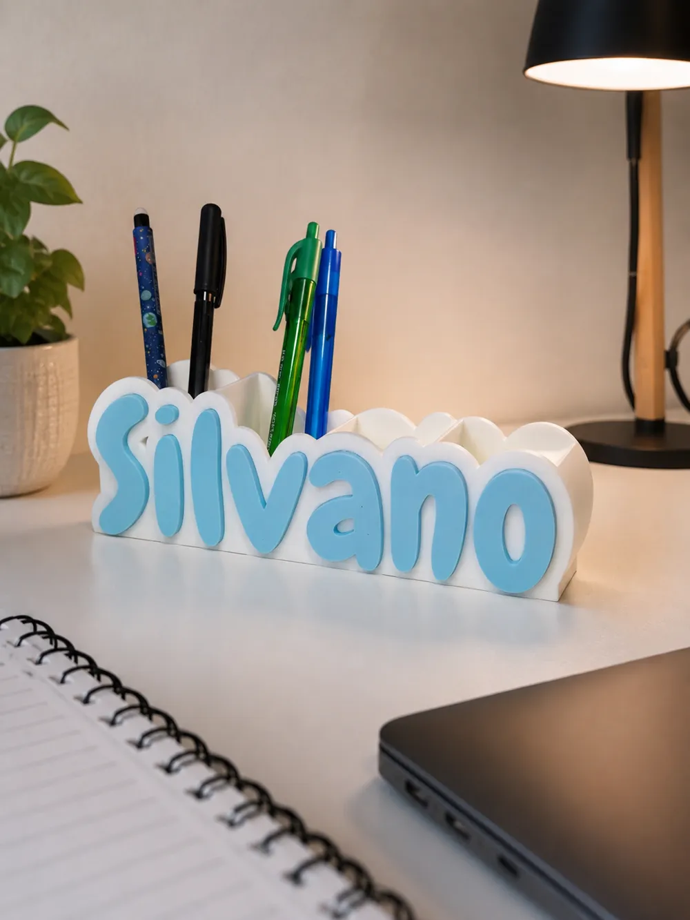 Personalised Name Desk Organiser Pencil Holder, photo 2 of 4 - Rotating & Multi-compartment, personalised desk organiser