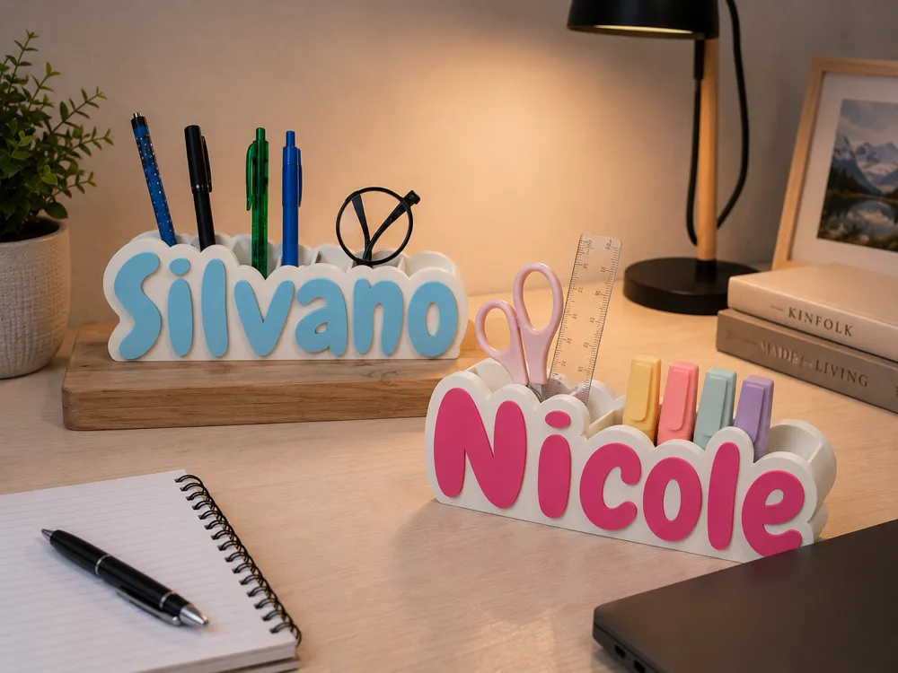 Personalised Name Desk Organiser Pencil Holder, photo 3 of 4 - Rotating & Multi-compartment, personalized desk organizer