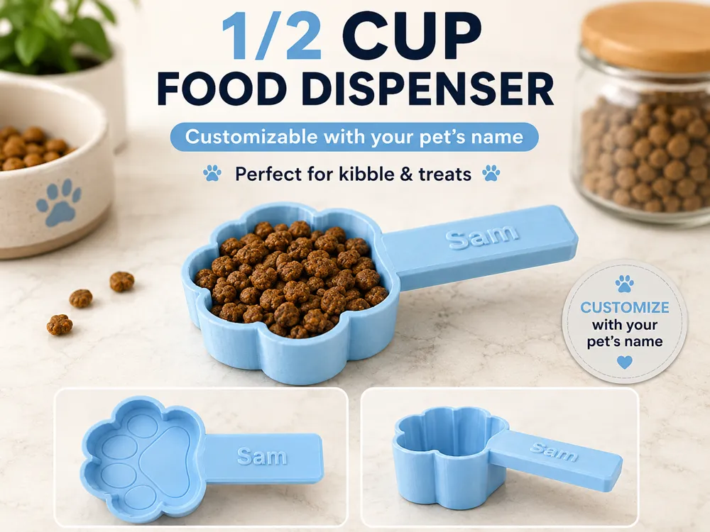Personalized Paw 1/2 Cup Pet Food Scoop