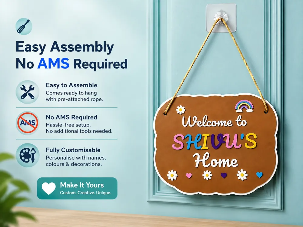 Personalized "Welcome Home" Sign with Decorations