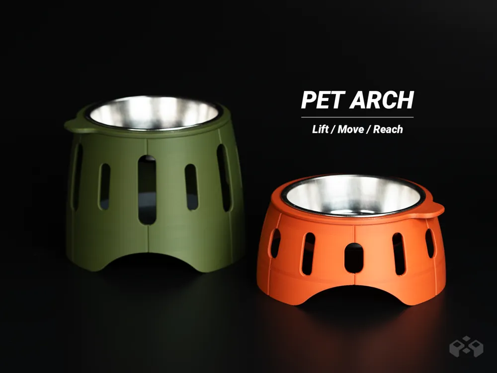 PET ARCH, Elevated Pet Bowl Stand with Storage