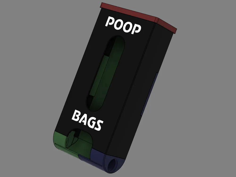 Poop Bag Dispenser v3, another view - Leash & Poop-bag Holders, dog