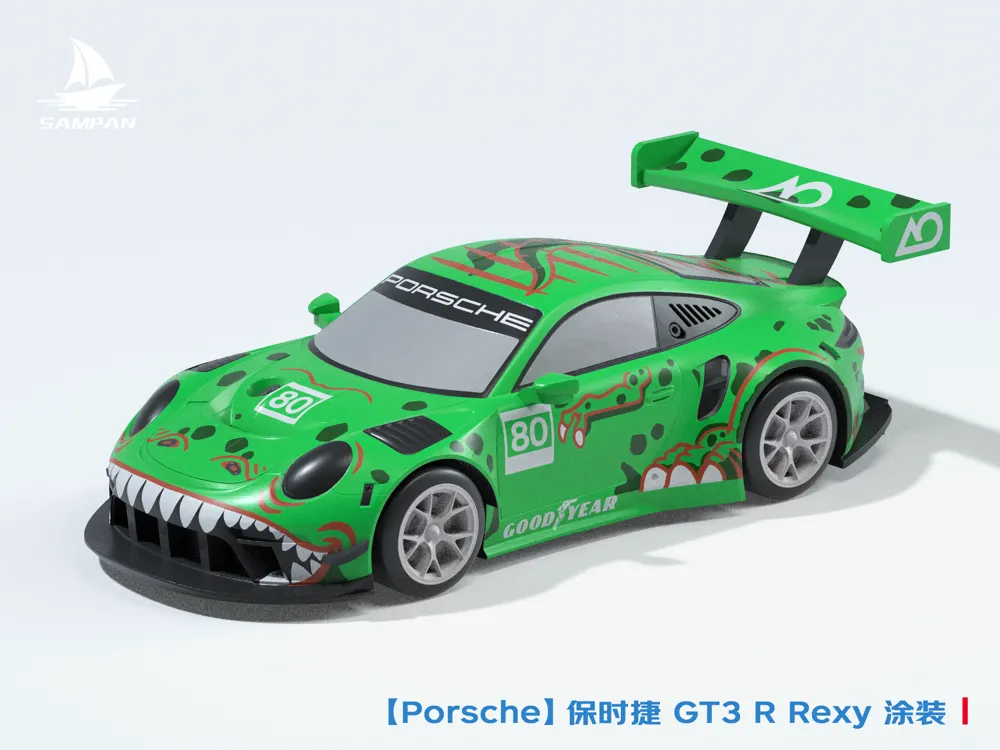 Porsche 911 GT3 R Rexy Green Dinosaur Livery #77 Model