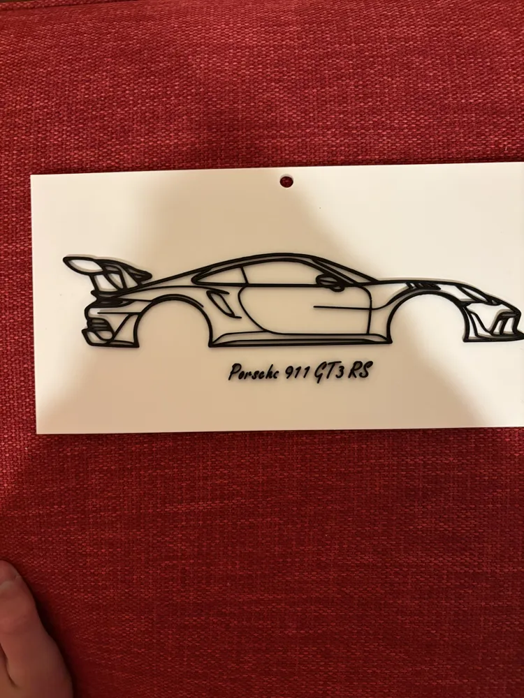 Porsche 911 GT3 RS Silhouette wall art, photo 2 of 4 - Line Art & Silhouettes, car