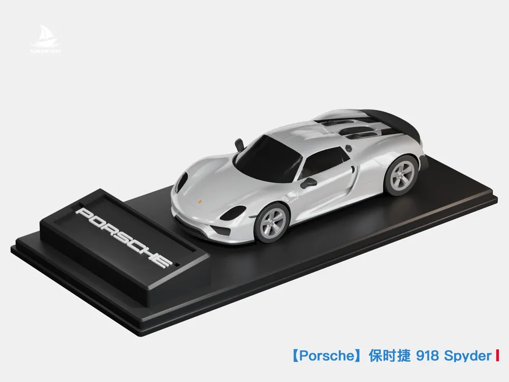 Porsche 918 Spyder Hybrid Supercar Model with Display Base