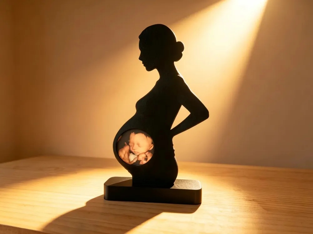 Pregnancy Silhouette Fetus Photo Frame Ornaments | Maternal Love Memorial Stand, Mark of Pregnancy - Fetal B-ultrasound Photo Hollow Silhouette Stand