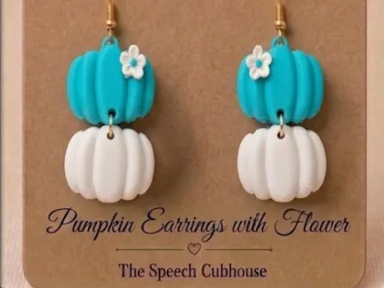 Pumpkin Earrings with Flower, photo 3 of 4 - Pumpkin Earrings with Flower Fashion