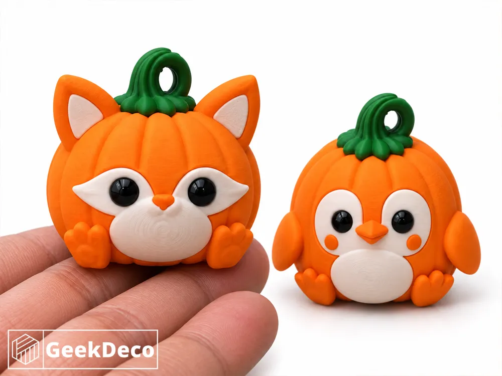 Pumpkin Fox Keychain, Cute Halloween Spooky Fox, photo 2 of 4 - Pumpkin Fox Keychain, Cute Halloween Spooky Fox Miniatures