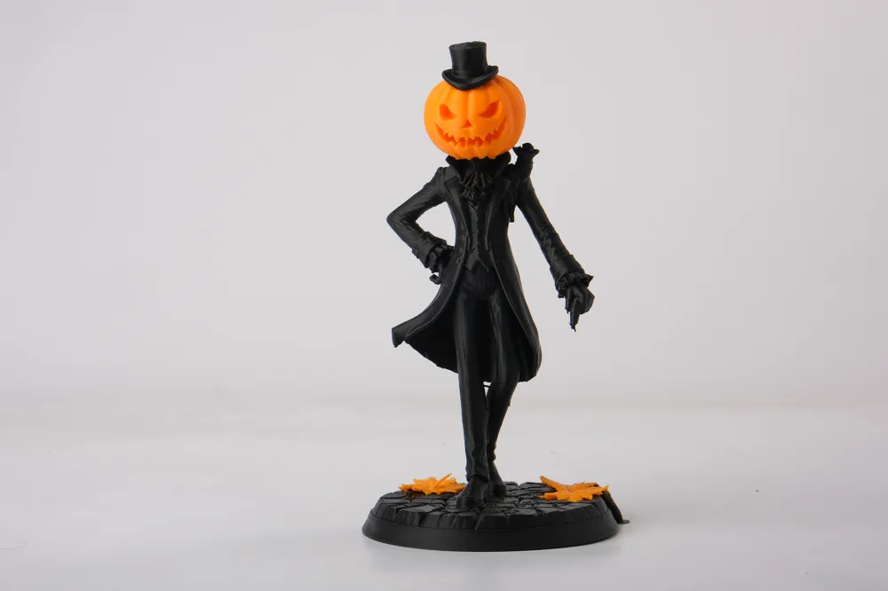 Pumpkin Gentleman Figurine - Spooky, Elegant Decor, photo 3 of 4 - Pumpkin Gentleman Figurine - Spooky, Elegant Decor Art