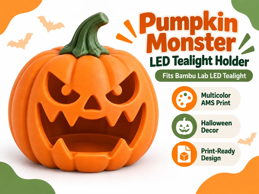 Pumpkin Monster LED Tealight Holder, photo 4 of 4 - Pumpkin Monster LED Tealight Holder Household