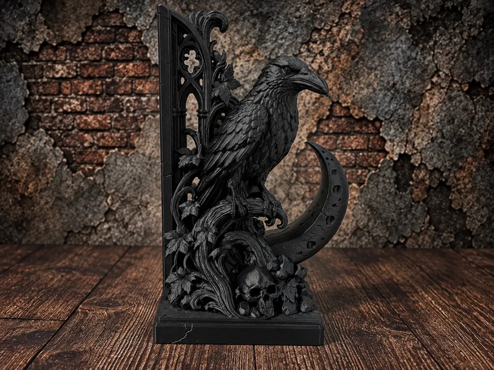 Raven Moon Gothic Bookend, photo 2 of 4 - Raven Moon Gothic Bookend Desk & Office