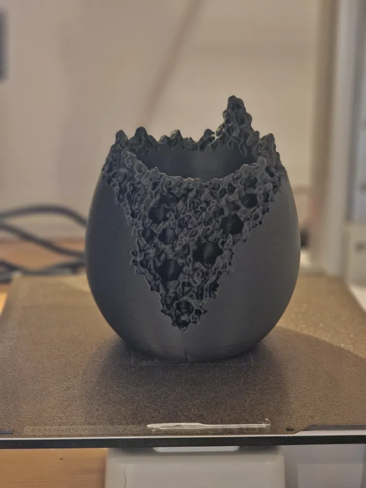 Raw Basalt Geode Planter, Rugged Feature Pot, photo 3 of 5 - Geometric & Modern Planters, fissure