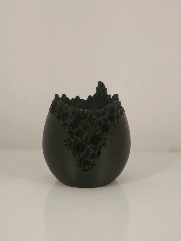 Raw Basalt Geode Planter, Rugged Feature Pot, photo 4 of 5 - Geometric & Modern Planters, succulent