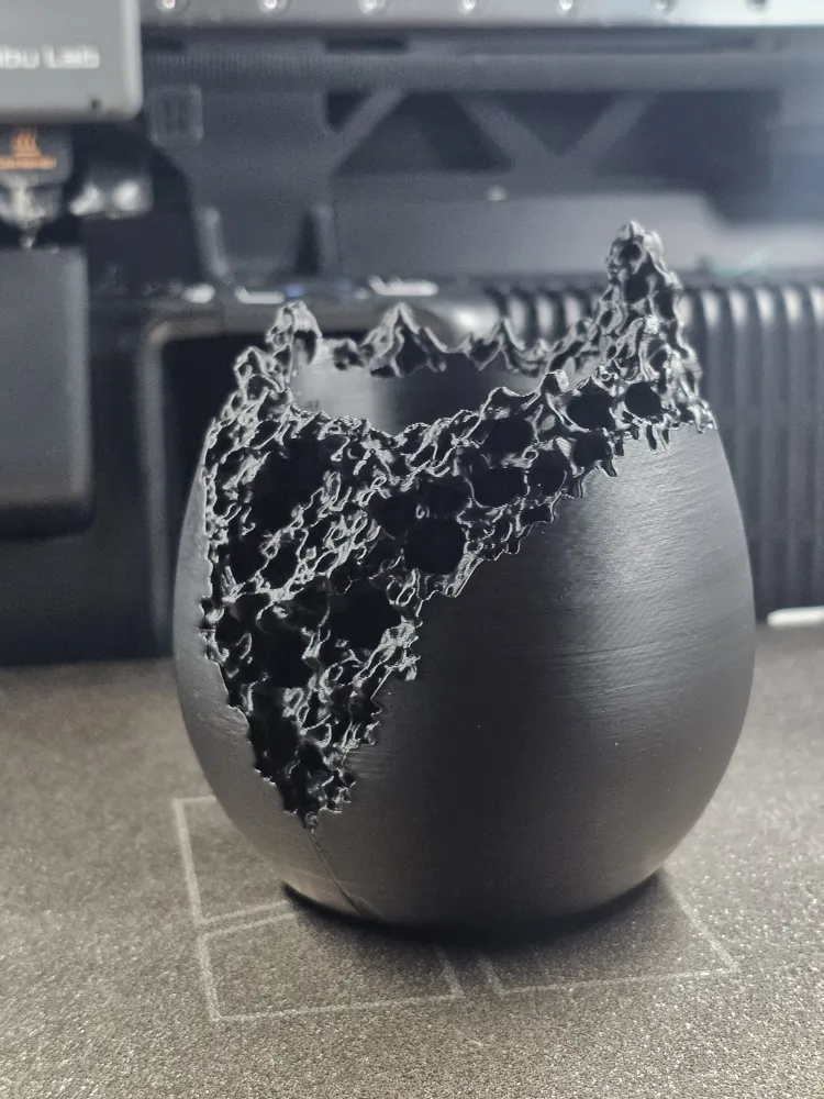 Raw Basalt Geode Planter, Rugged Feature Pot, photo 5 of 5 - Geometric & Modern Planters, bonsai