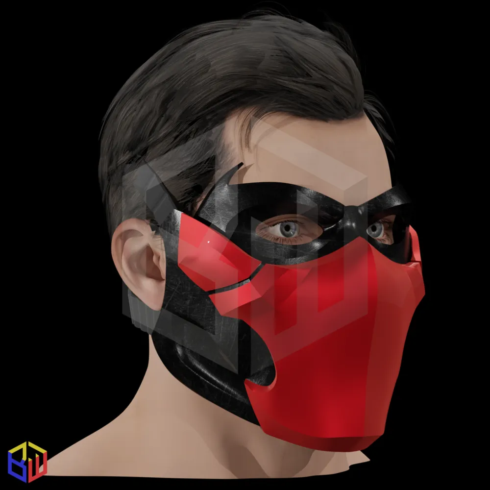 Red Ronin Half Mask with separate Domino Mask, photo 3 of 4 - Red Ronin Half Mask with separate Domino Mask Props & Cosplay