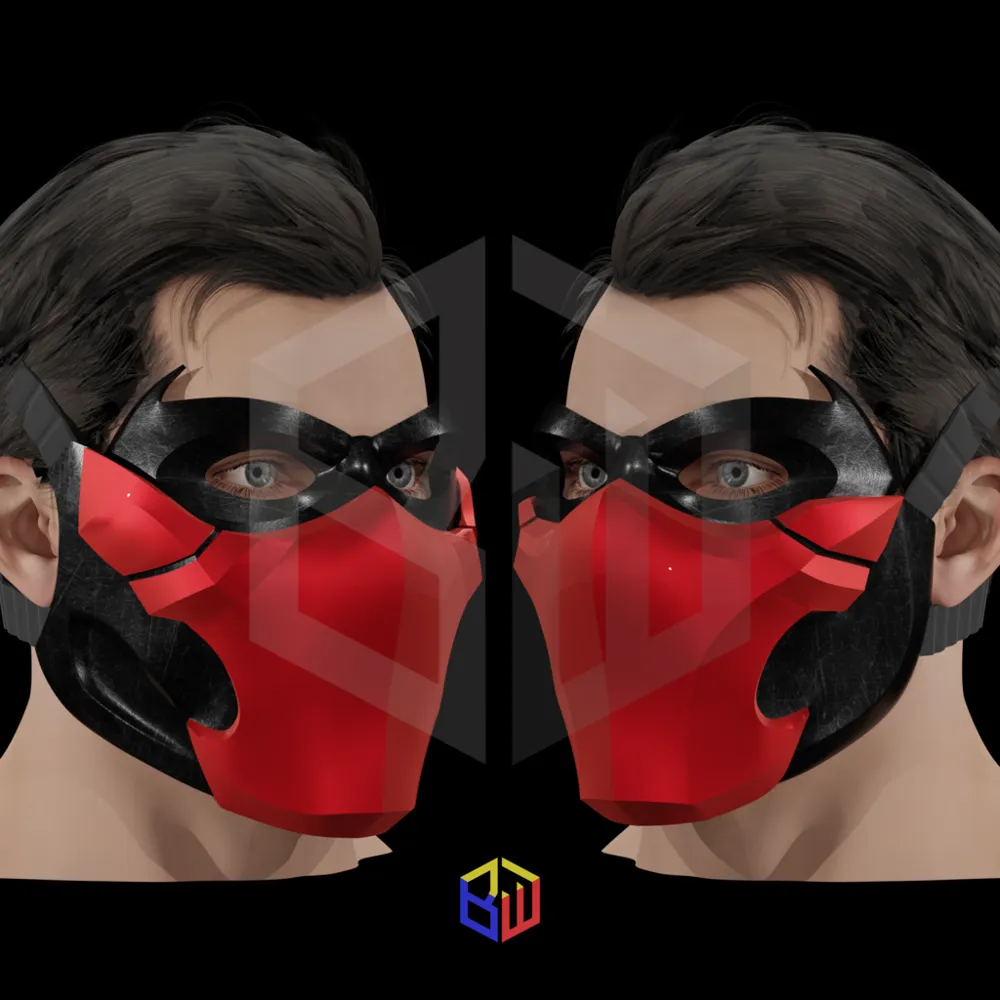 Red Ronin Half Mask with separate Domino Mask