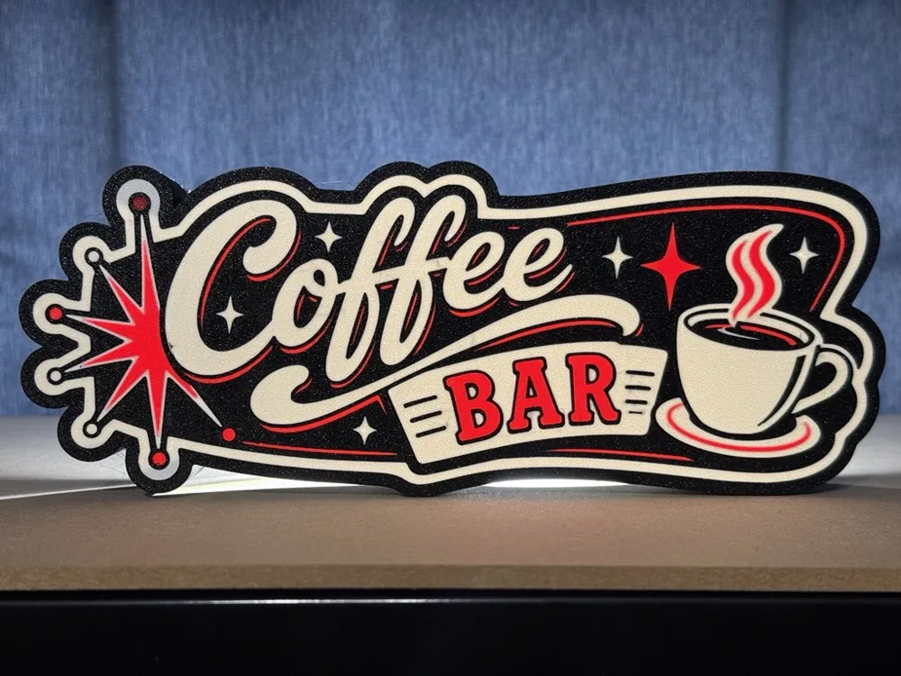 Retro 50s Diner Coffee Bar Light Box, photo 3 of 4 - Retro 50s Diner Coffee Bar Light Box Household