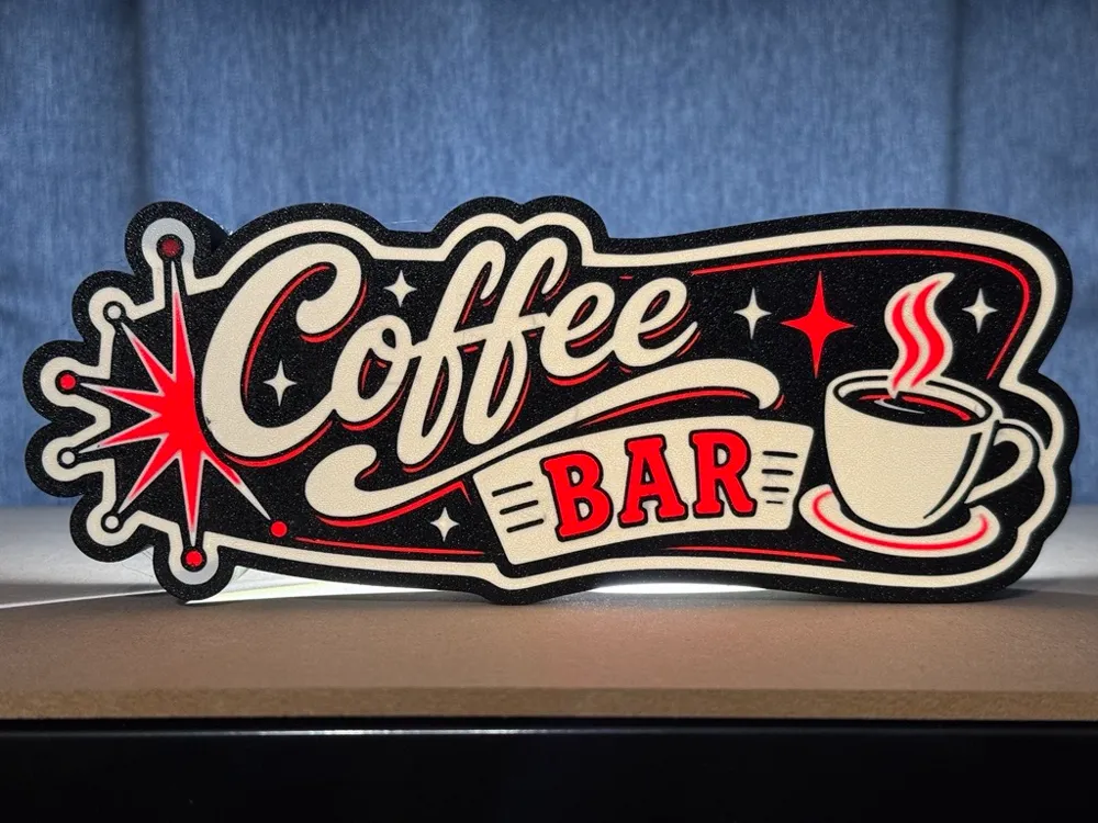Retro 50s Diner Coffee Bar Light Box, photo 4 of 4 - Retro 50s Diner Coffee Bar Light Box Household