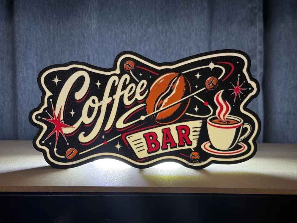 Retro 50s Diner Cosmic Coffee Bar Light Box, photo 3 of 4 - Retro 50s Diner Cosmic Coffee Bar Light Box Lamps & Lighting