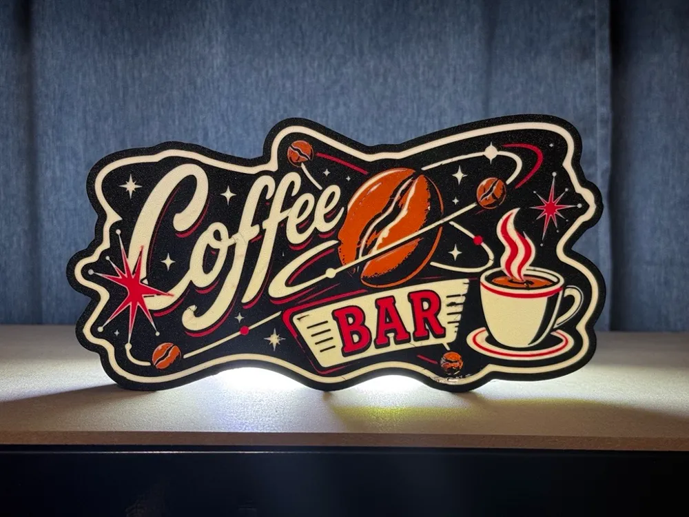 Retro 50s Diner Cosmic Coffee Bar Light Box, photo 4 of 4 - Retro 50s Diner Cosmic Coffee Bar Light Box Lamps & Lighting