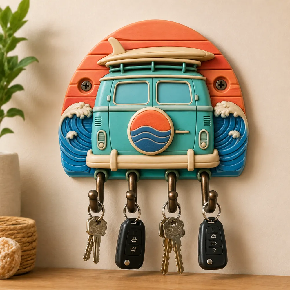 Retro Surf Van Wall Key Holder, photo 2 of 4 - Retro Surf Van Wall Key Holder Tools