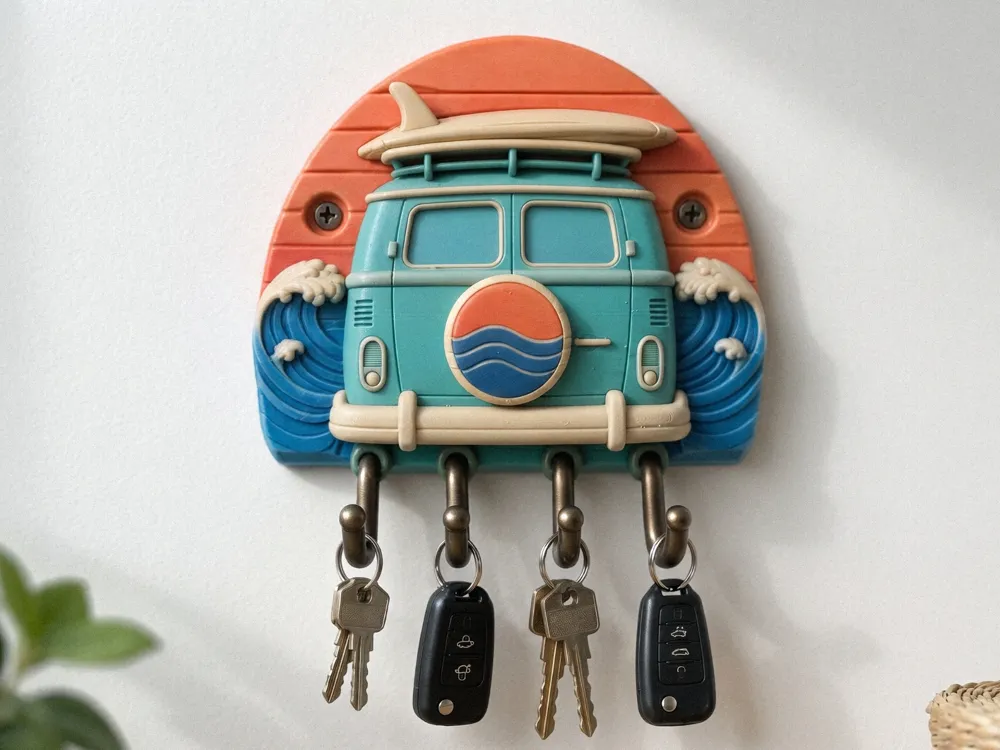 Retro Surf Van Wall Key Holder, photo 4 of 4 - Retro Surf Van Wall Key Holder Tools
