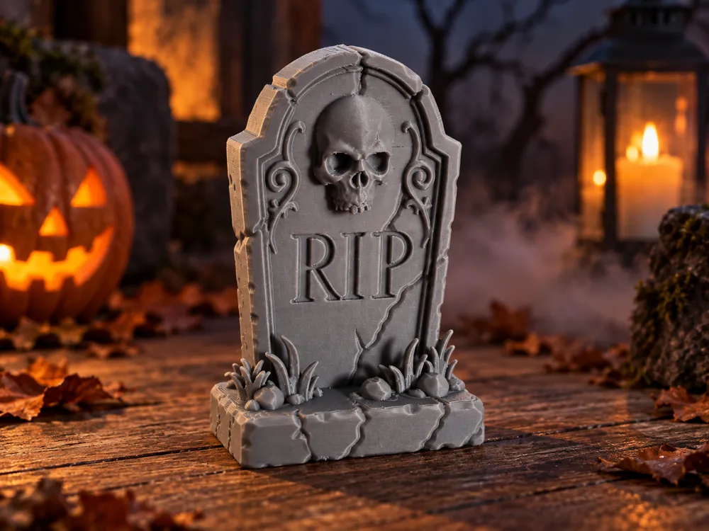RIP Skull Tombstone Halloween Decoration