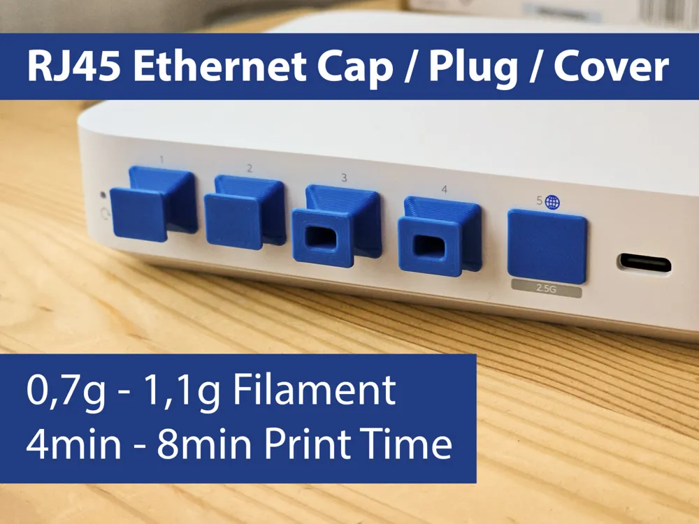 RJ45 Ethernet Port Cap Long, Short, Flat Version