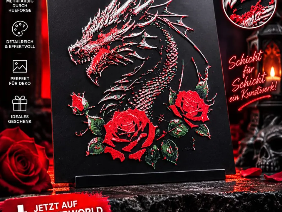 Rosen Drache HueForge - Photo Art & Lithophanes, in stock in India