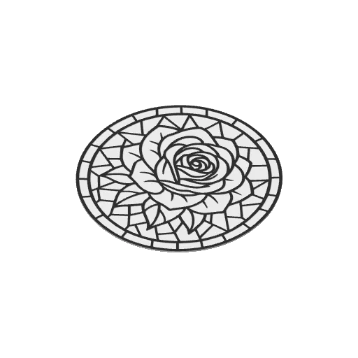 Rose Flower Stained Glass Window Coloring Plate, photo 3 of 3 - Rose Flower Stained Glass Window Coloring Plate Art