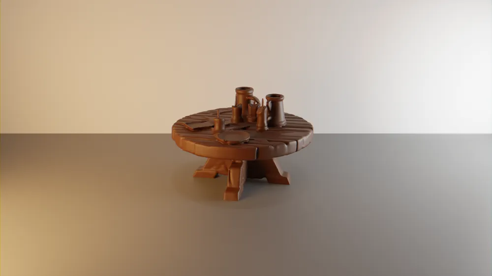 Round wooden tavern table for tabletop games, photo 2 of 4 - Buildings & Ruins, dnd