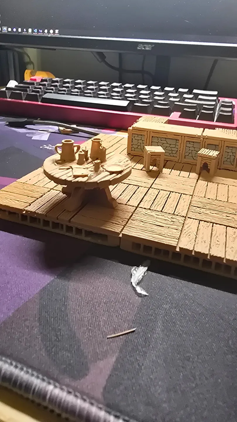 Round wooden tavern table for tabletop games, another view - Buildings & Ruins, dnd accessories