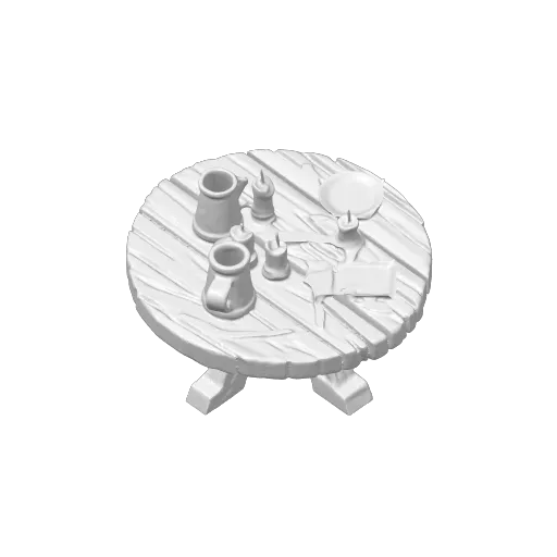 Round wooden tavern table for tabletop games, another view - Buildings & Ruins, dungeon