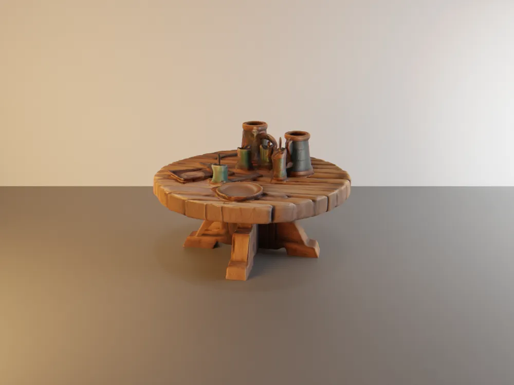 Round wooden tavern table for tabletop games