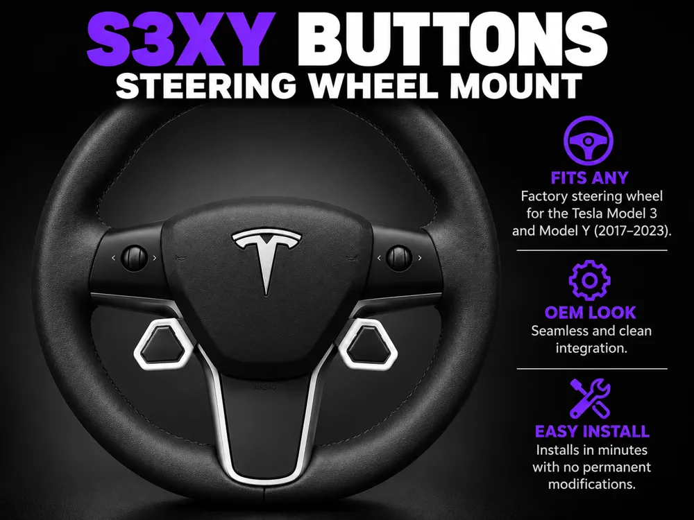 S3XY Buttons Steering Wheel Mount | Tesla M3 & Y