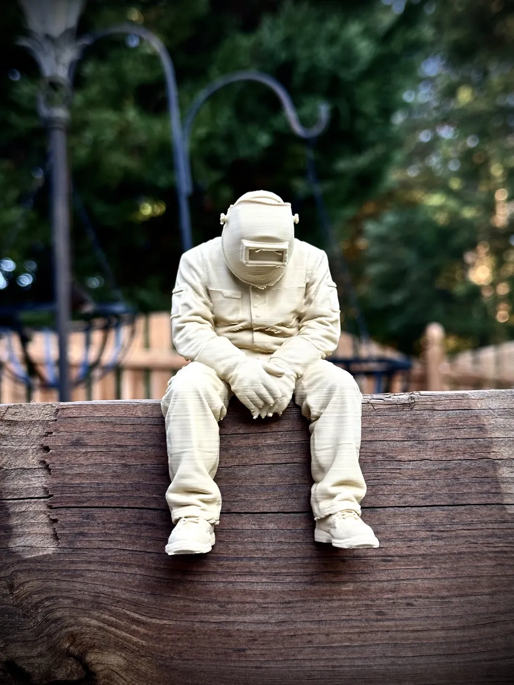 Sad Welder Edge Sitter Desk Figurine, photo 4 of 4 - Statues & Statuettes, welding gift