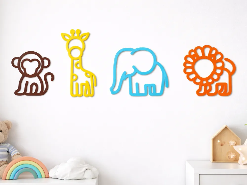 Safari Animal Wall Decor Set, Kids Room