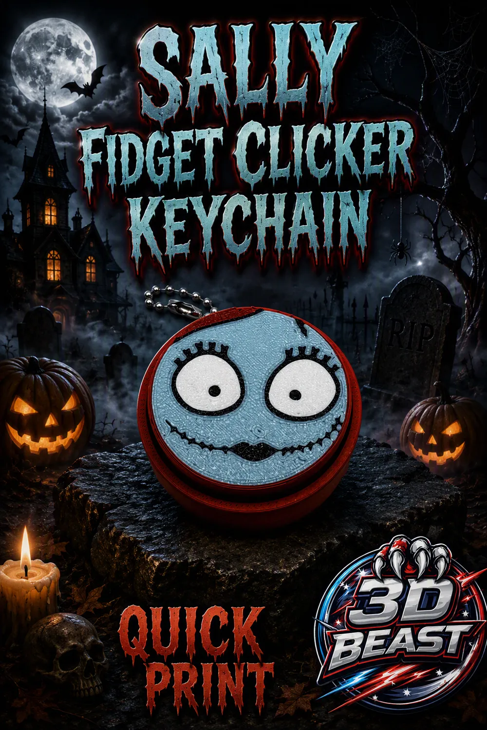 Sally Nightmare Before Christmas Clicker Keychain, photo 3 of 4 - Sally Nightmare Before Christmas Clicker Keychain Toys & Games