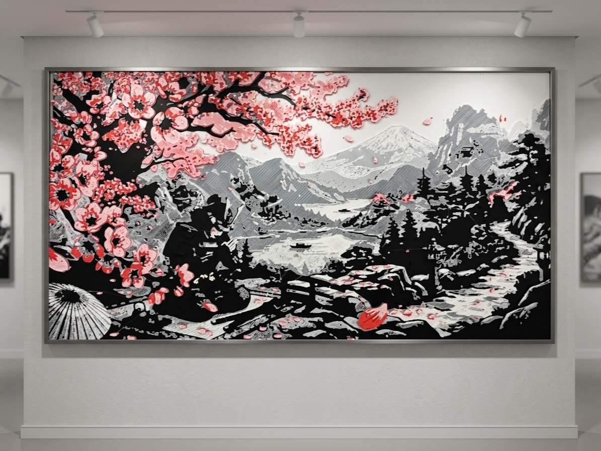 Samurai, Japanese Winter Landscape - HueForge, photo 4 of 4 - Samurai, Japanese Winter Landscape - HueForge Generative Art