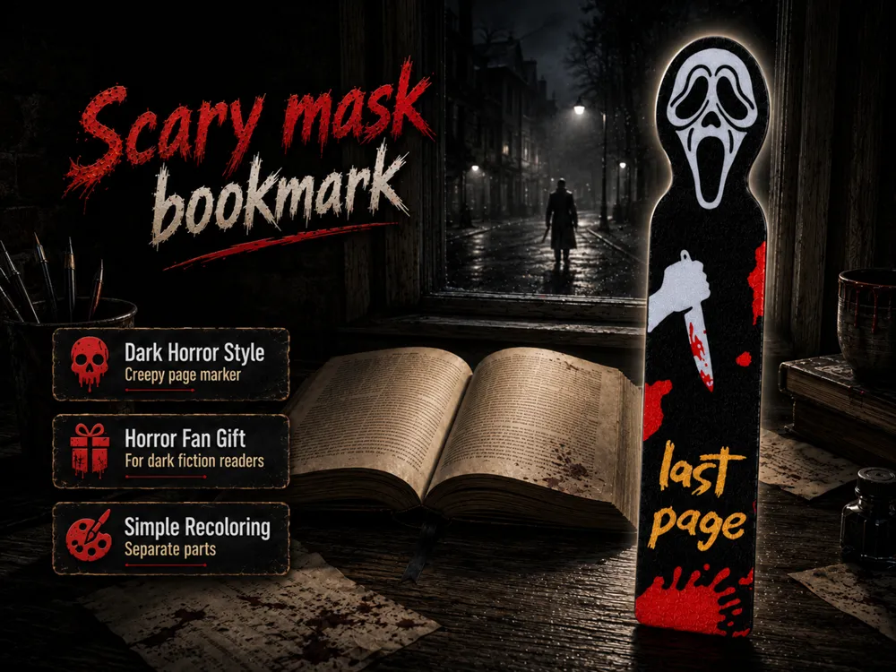 Scary mask bookmark