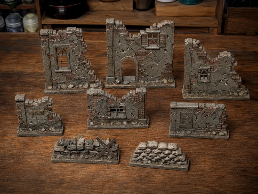 Set di 8 Rovine Urbane WWII, Scala 1:100 / 15 mm, photo 3 of 4 - Set di 8 Rovine Urbane WWII, Scala 1:100 / 15 mm Miniatures