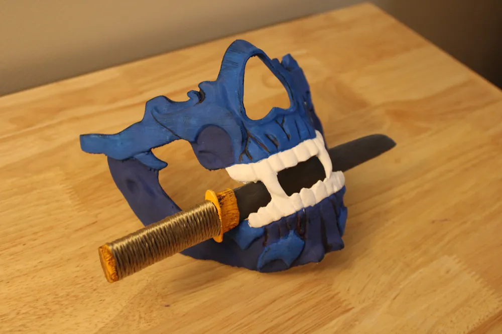 Skeletal Samurai Mask with Knife, photo 3 of 4 - Skeletal Samurai Mask with Knife Props & Cosplay